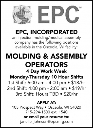 Molding & Assembly Operators