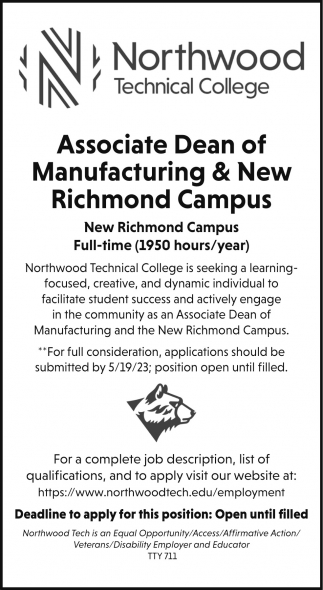 Associate Dean Of Manufacturing & New Richmond Campus