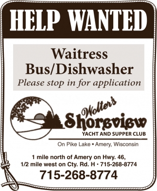 Waitresses/Bus/Dishwasher