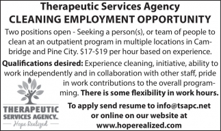 Therapeutic Services Agency, Inc.