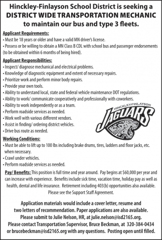 Hinckley-Finlayson School District #2165