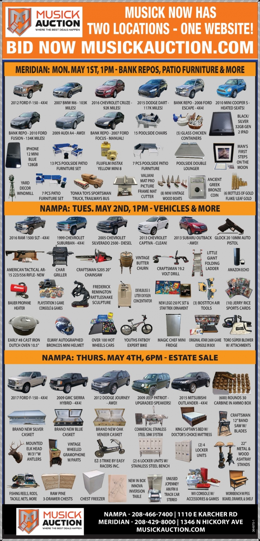 Bid Now, Musick Auction, Nampa, ID
