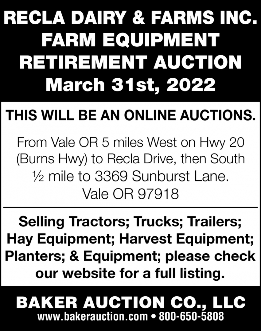 Farm Equipment Retirement Auction