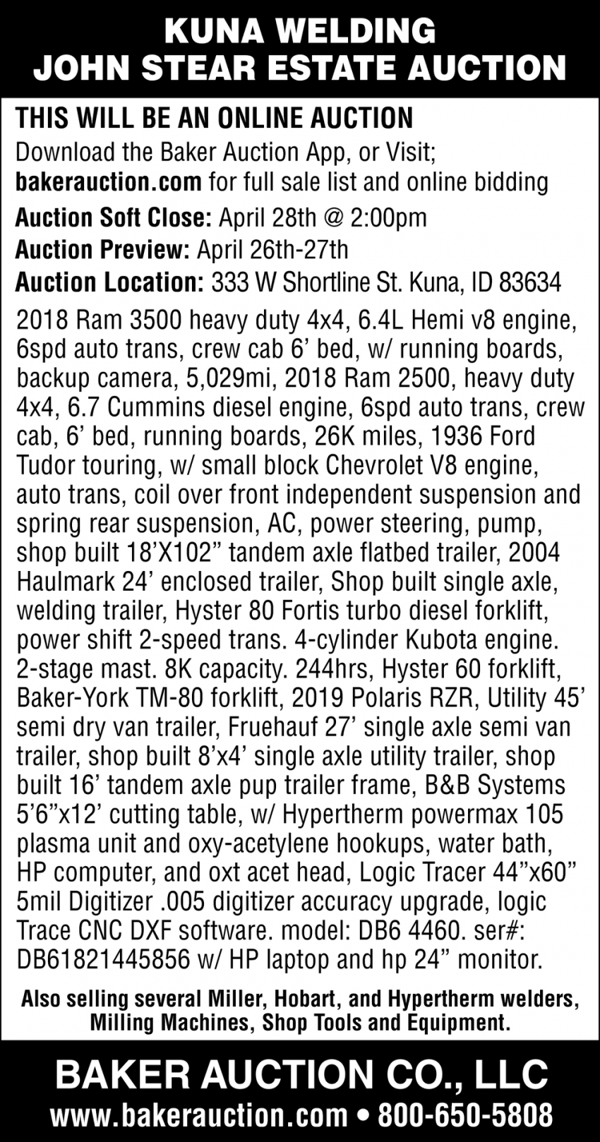 Kuda Welding John Stear Estate Auction
