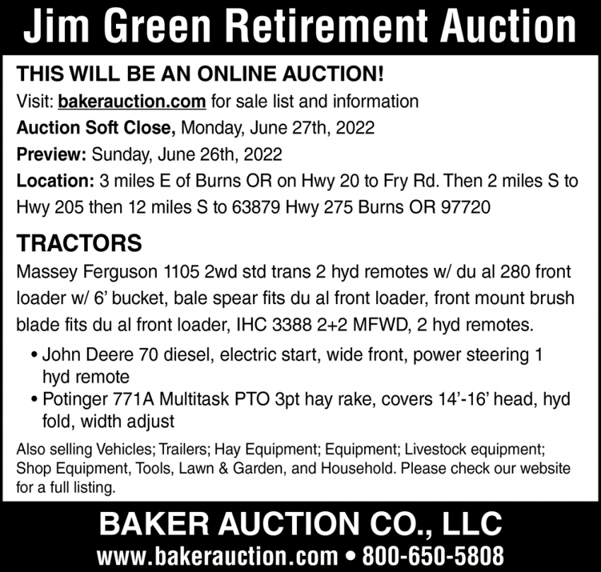 Jim Green Retirement Auction