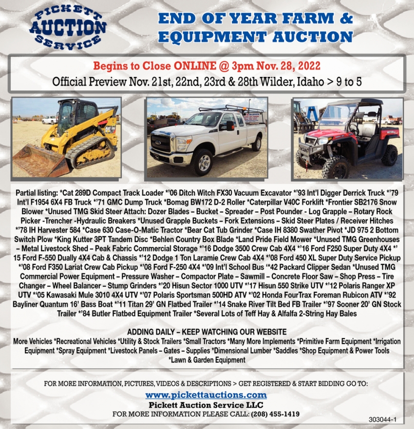 End of Year Farm & Equipment Auction