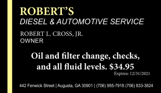 Oil and Filter Change, Checks, and All Fluid Levels. $34.95