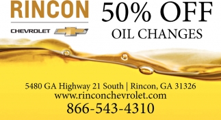 50% OFF Oil Changes