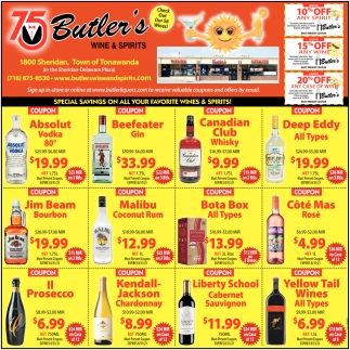 Special Savings On All Your Favorite Wines & Spirits!