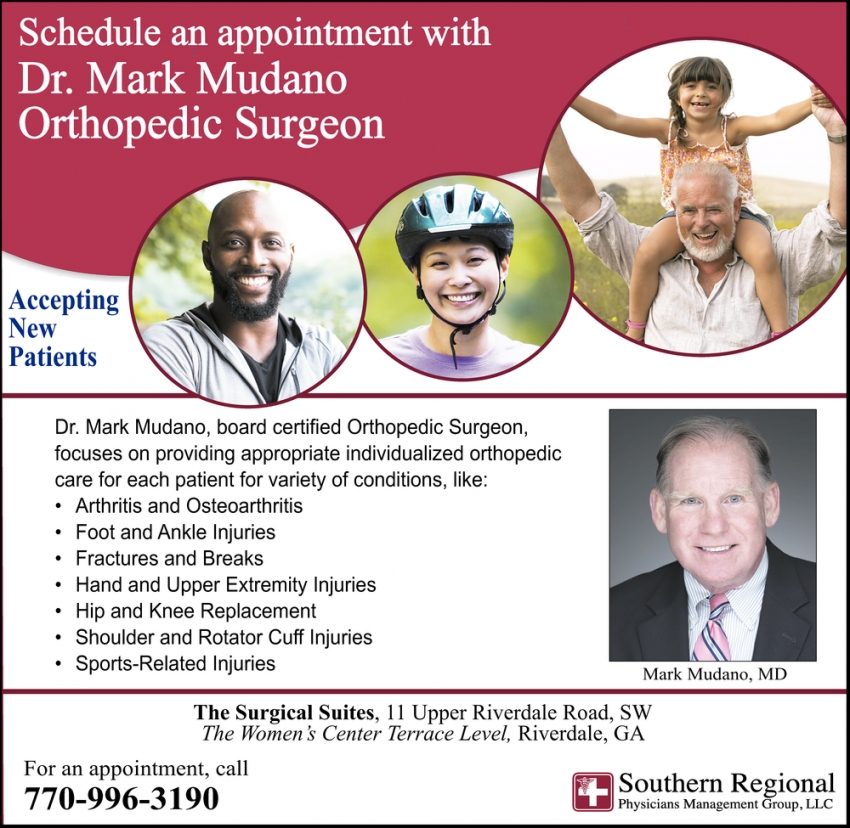 Schedule An Apointment With Dr. Mark Mudano Orthopedic Surgeon