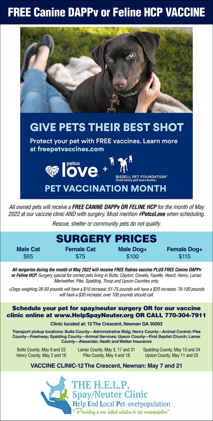 Free Canine DAPPv or Feline HCP Vaccine