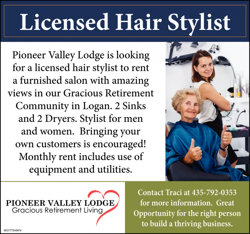 Licensed Hair Stylist, Pioneer Valley Lodge