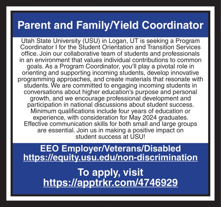 Parent and Family/Yield Coordinator