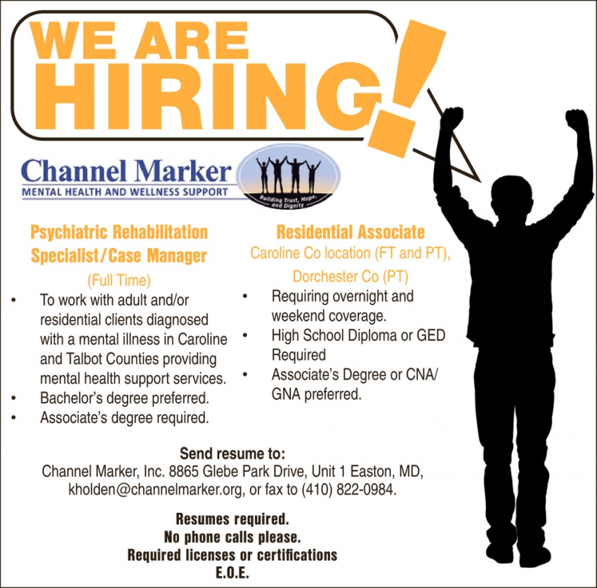 We Are Hiring!, Channel Marker Mental Health And Wellness Support