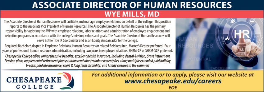 Associate Director Of Human Resources