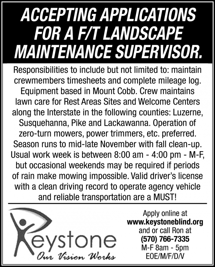 landscape supervisor jobs