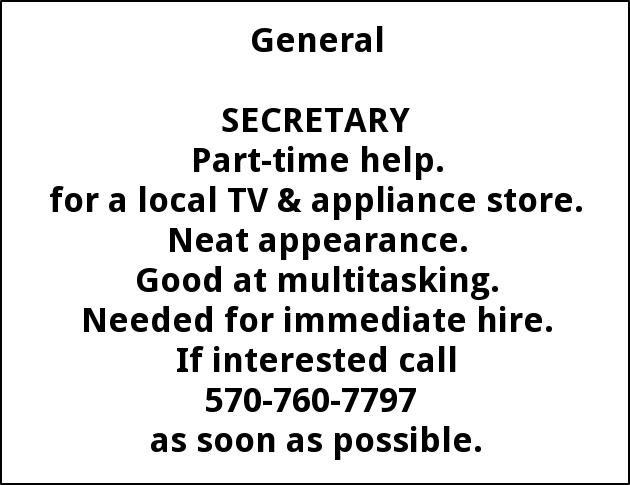 Secretary Part Time Help