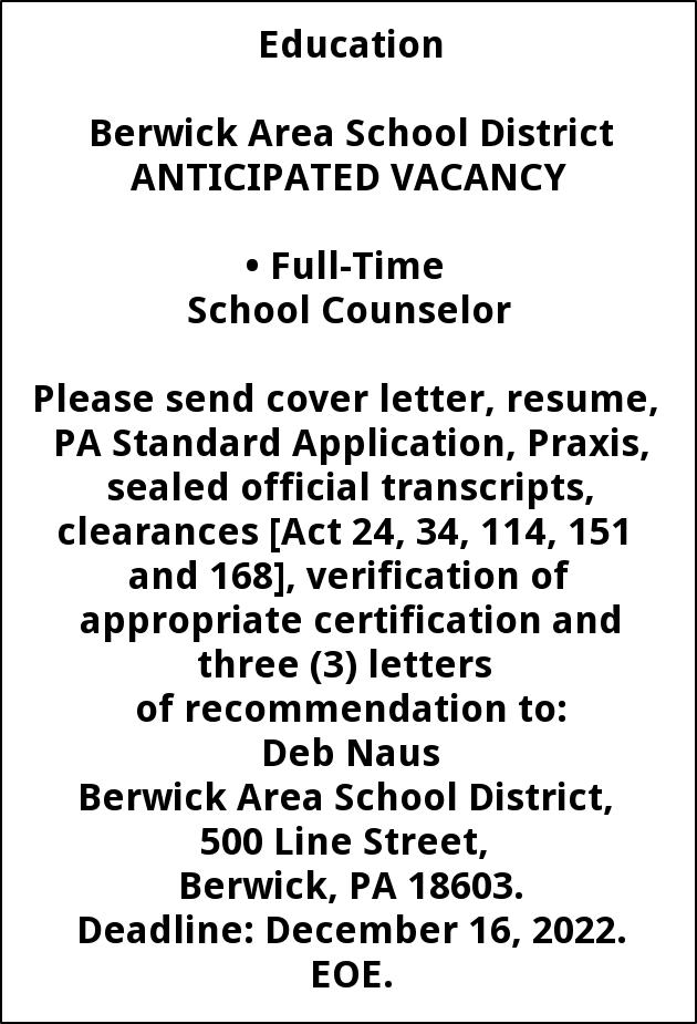 Full Time School Counselor