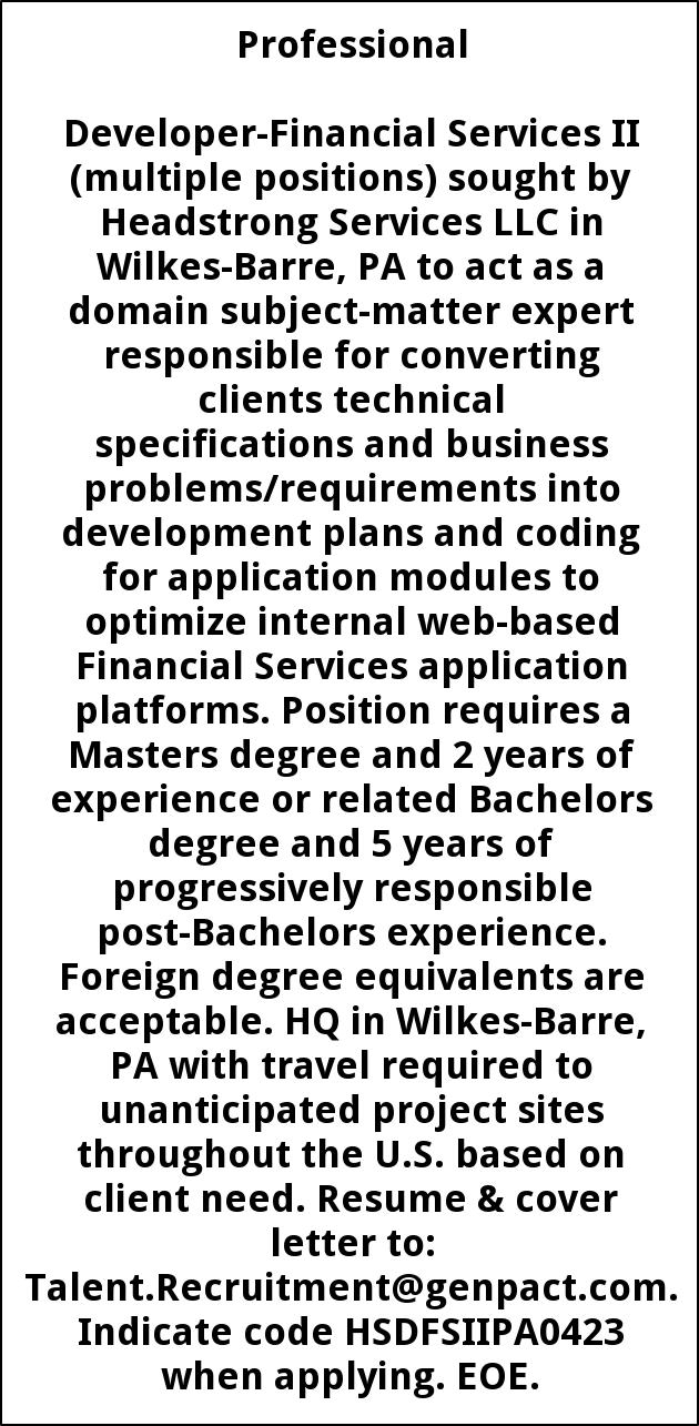 Developer-Financial Services II
