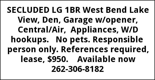 Secluded LG 1 Br West Bend Lake View