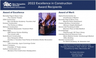 2022 Excellence in Construction Award Recipients
