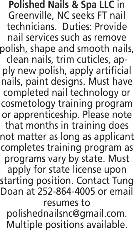 Nail Technician Wanted