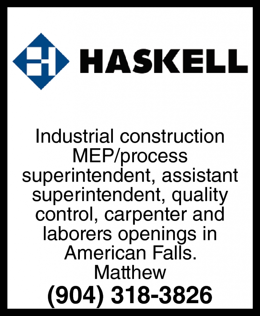 Industrial Construction MEP/Process Superintendent 
