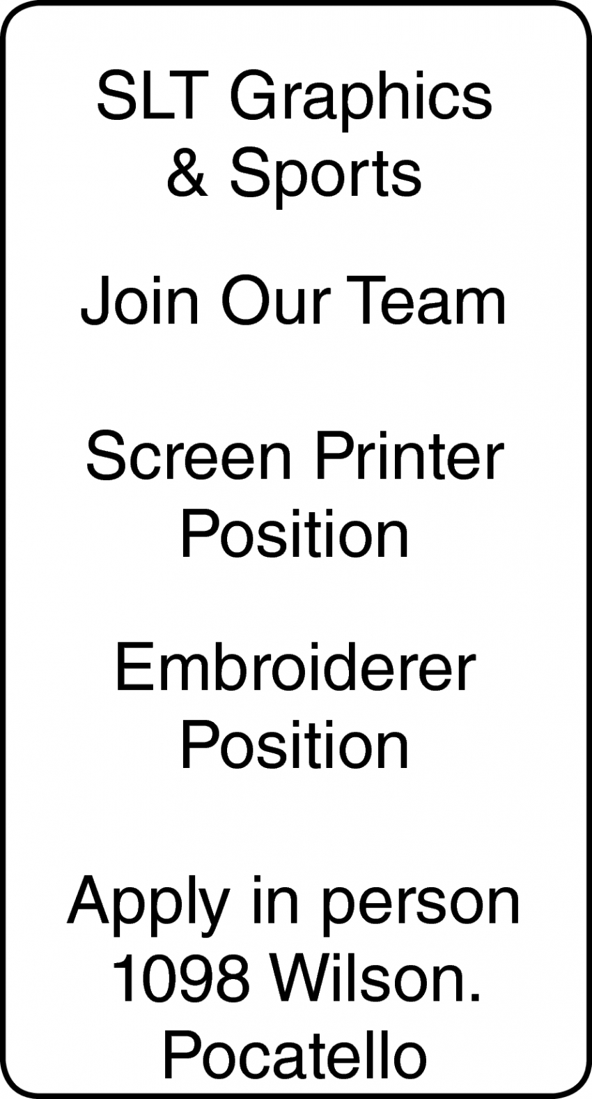 Screen Printer Position