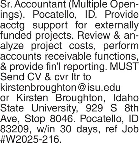 Kirsten Broughton - Idaho State University