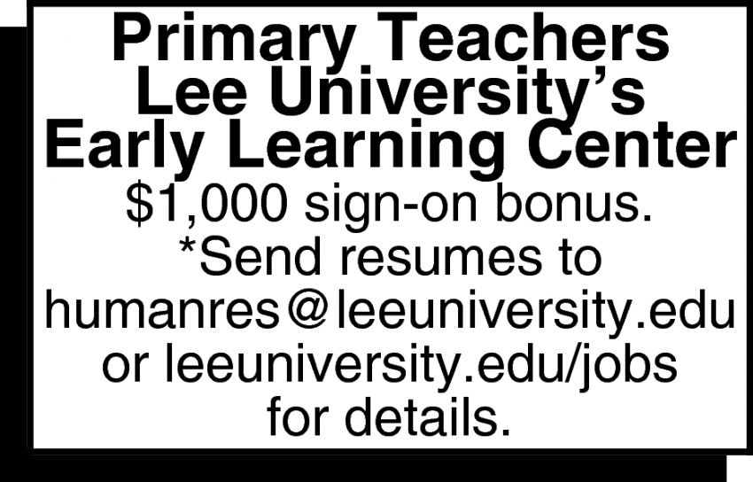 Primary Teachers, Lee University
