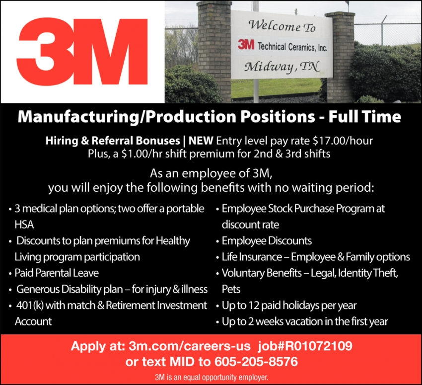 Manufacturing/Production Positions