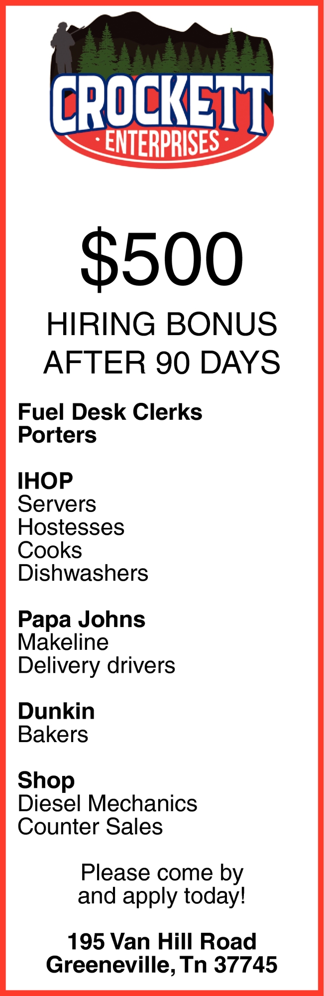Fuel Desk Clerks Porters
