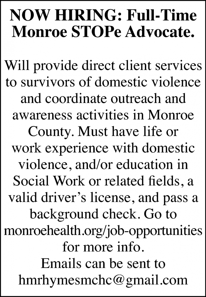Full Time Monroe STOPe Advocate