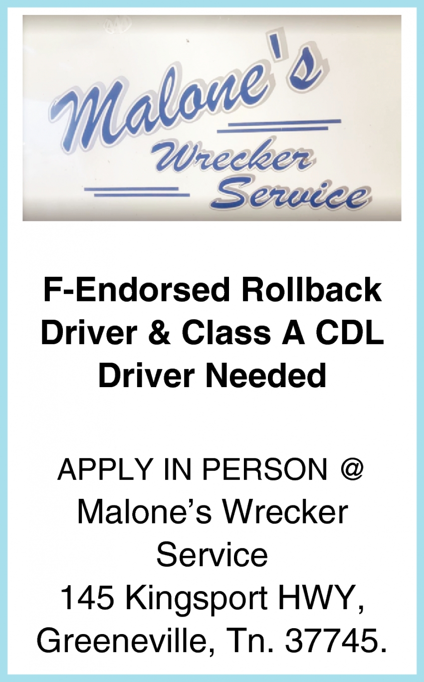 F-Endorsed Rollback Driver & Class A CDL Driver Needed