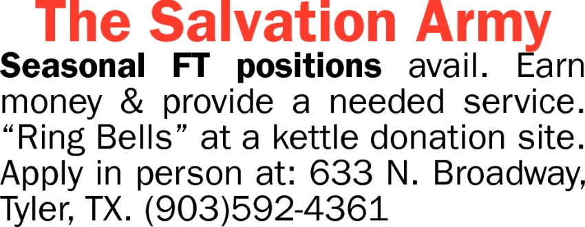 salvation army seasonal jobs