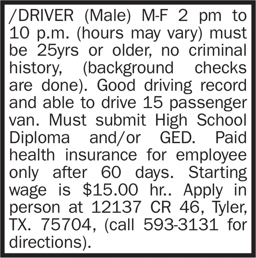 Driver (Male)