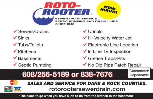 Sales And Service For Dane & Rock Counties, Roto-Rooter - Mcfarland