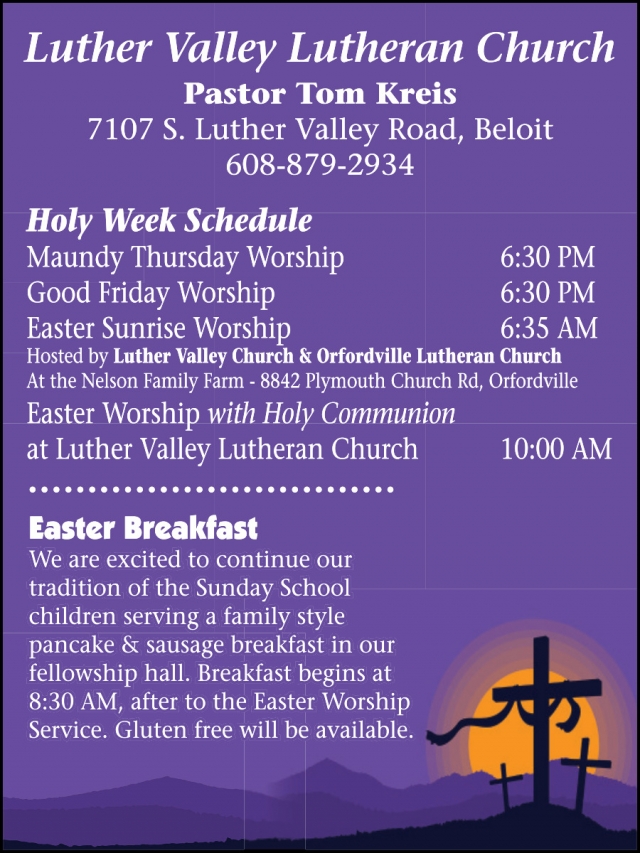 Easter Breakfast, Luther Valley Lutheran Church, Beloit, WI
