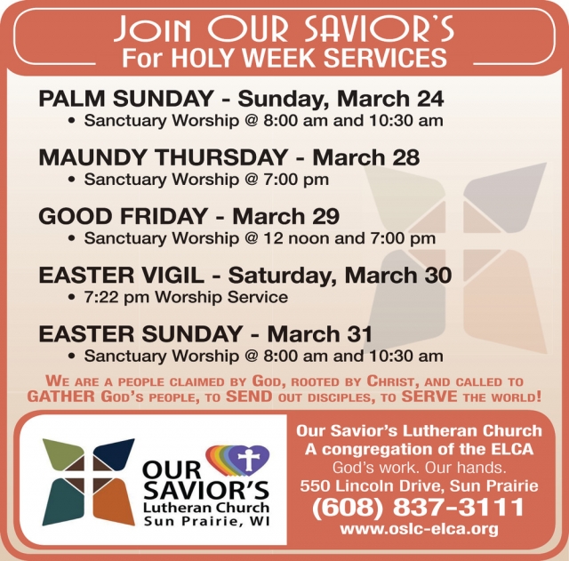Join Our Savior's, Our Savior's Lutheran Church - Sun Prairie, Sun Prairie, WI