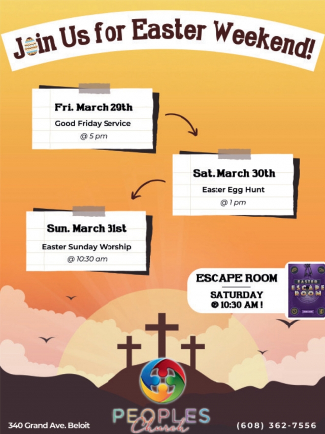 Join Us for Easter Weekend!, Peoples Church, Beloit, WI