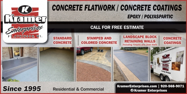 Concrete Coatings, Kramer Enterprises, Fort Atkinson, WI