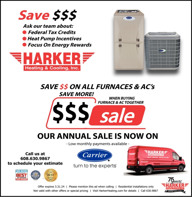 Save $$$, Harker Heating & Cooling, Inc, Madison, WI