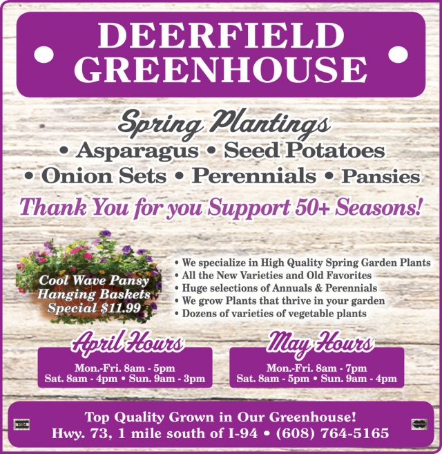 Spring Plantings, Deerfield Greenhouse, Deerfield, WI