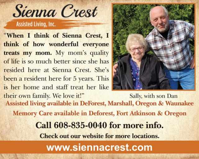 Assisted Living Available, Sienna Crest Assisted Living, Inc, Darlington, WI