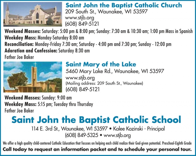 Call Today to Request an Information, Saint John the Baptist Catholic Church - Saint Mary of The Lake - Saint Mary of The Lake - Saint John the Baptist Catholic School