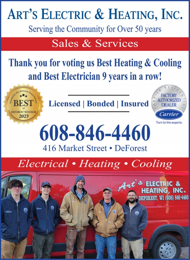 Best Heating & Cooling, Art's Electric & Heating, Deforest, WI