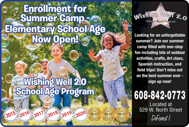 Enrollment For Summer Camp, Wishing Well Preschool & Childcare, De Forest, WI