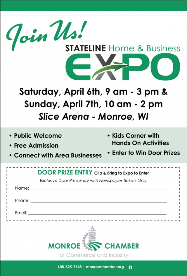 Join Us!, Stateline Home & Business Expo (April 6 & 7, 2024), Monroe, WI
