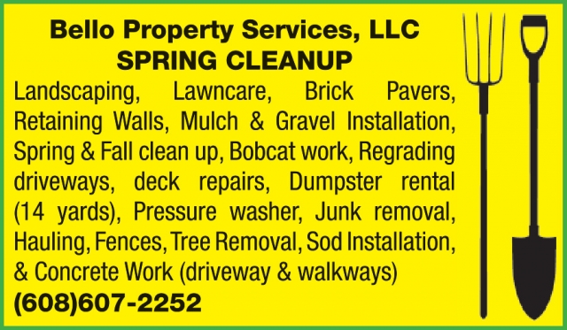 Spring Cleanup, Bello Property Services, LLC, Janesville, WI