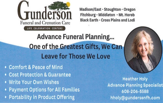 Advance Funeral Planning, Gunderson Funeral & Cremation Care, Monona, WI